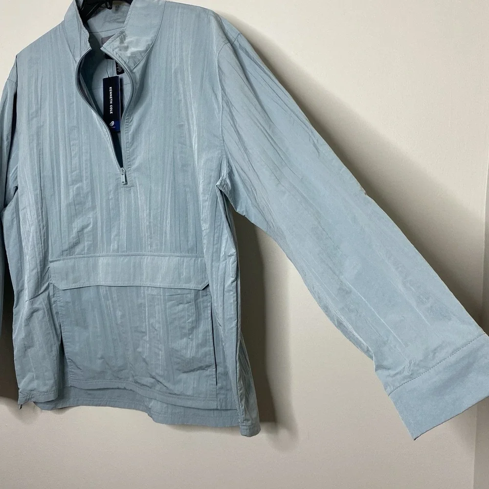 Kenneth Cole Techni-Cole Mens XXL Blue Quarter Zip Windbreaker Anorak Jacket